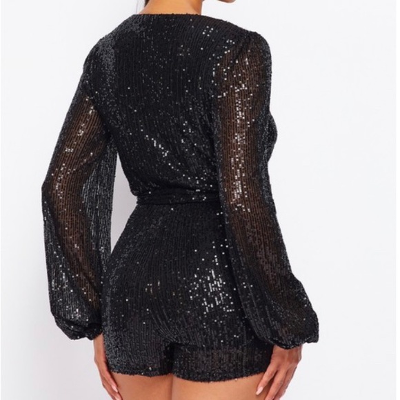 Sequin Long Sleeve Romper - Picture 6 of 7